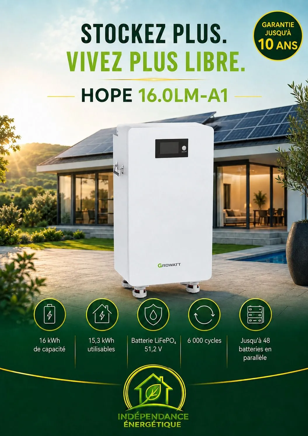 Fiche produit : batterie Growatt HOPE 16.0LM-A1