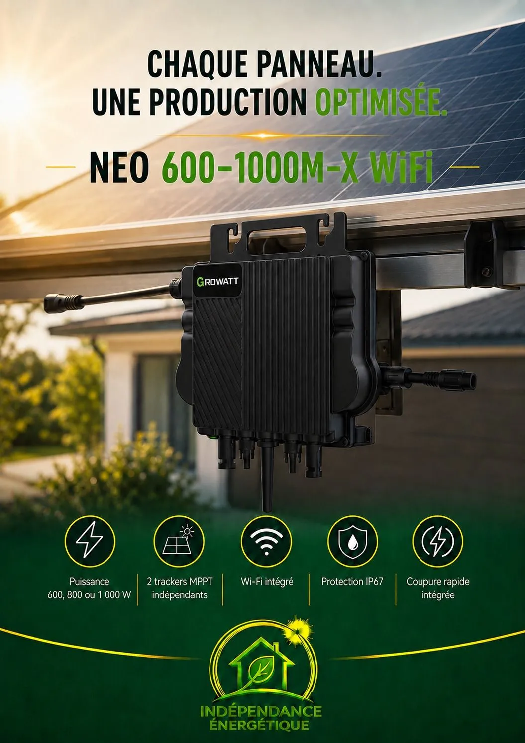 Fiche produit : micro-onduleur Growatt NEO 600-1000M-X WiFi