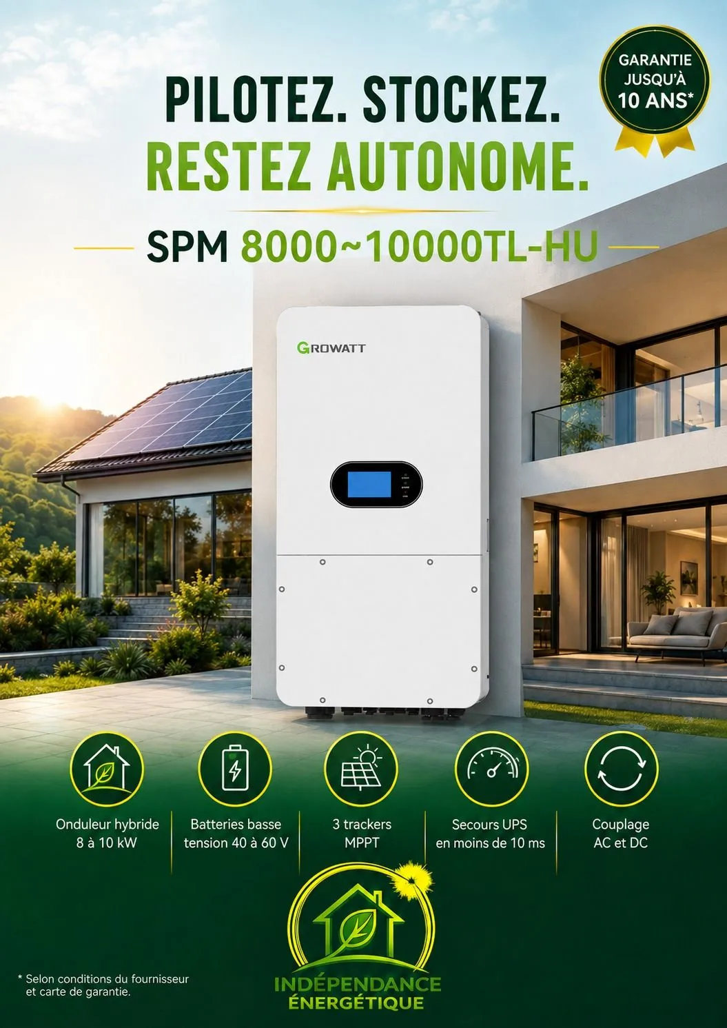 Fiche produit : onduleur Growatt SPM 8000-10000TL-HU