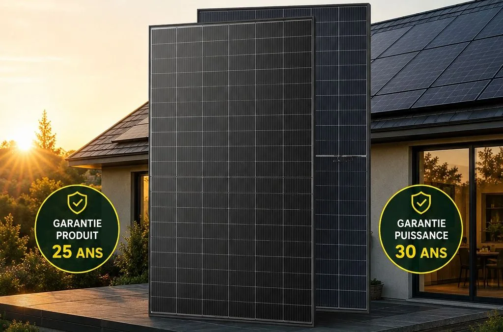 Panneaux solaires DMEGC 510 W full black devant une maison